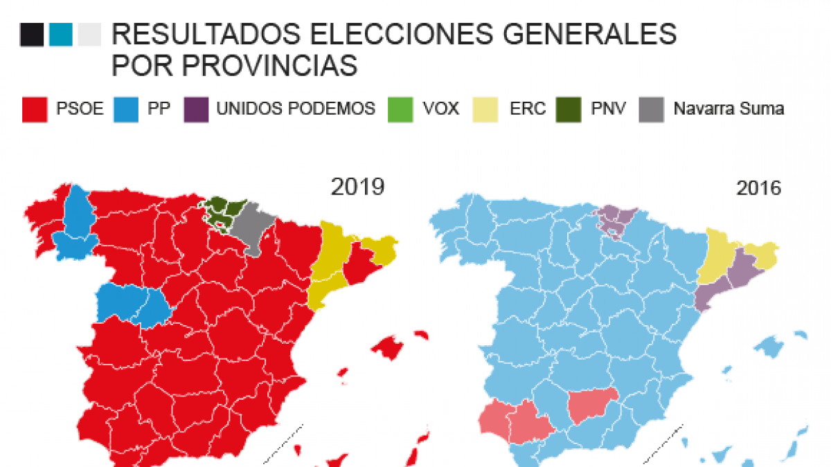 Resultados elecciones generales mapa por provincia y comunidad